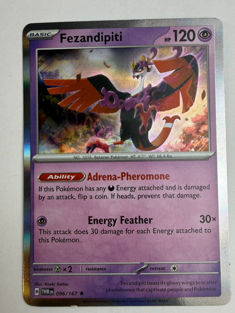 Pokémon TCG- Fezandipiti 96/167- Twilight Masquerade- Holo Rare D8 NM